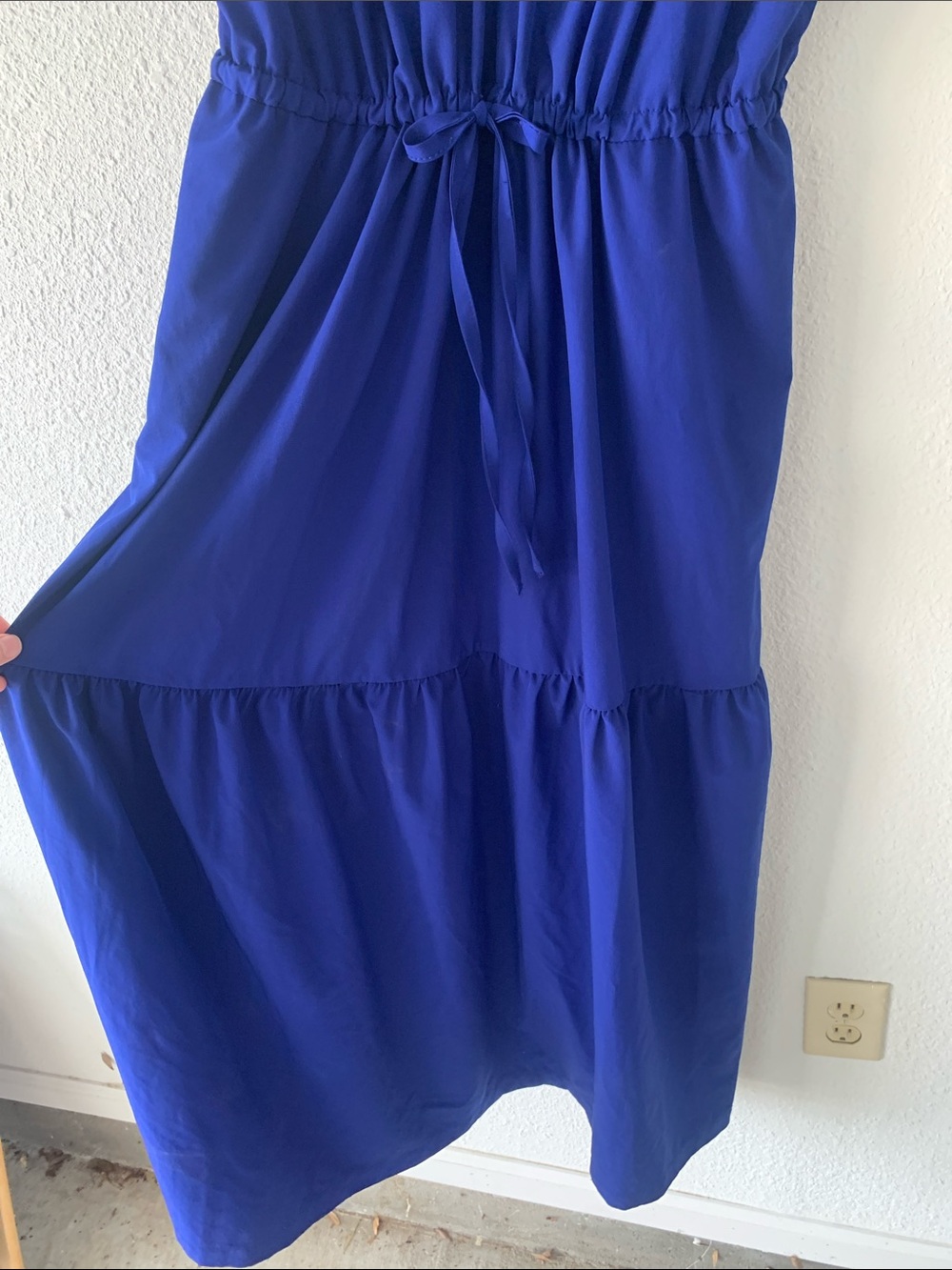 Calvin Klein Sleeveless V-Neck Tie-Shoulder Maxi Dress in Royal Blue - Picture 5 of 6